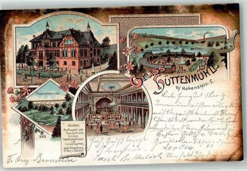 Hohenstein-Ernstthal 1899 Eisenbahnbrücke Gasthaus Hüttenmühle