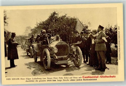 Sieger Edgar Ladenburg mit Continental Gleitschutz 1907 Motorsport Mercedes AK