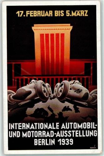 W1000 Charlottenburg Automobil- und Motorrad Ausstellung + SST Automobilausstellung 1939 Sonderstempel