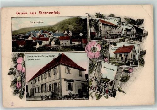 Sternenfels Forsthaus Schulhaus Anwesen des Schultheissen Schweizer Spezerei- und Manufakturwaren Geschäft Friedr. Höfle Schlossberg