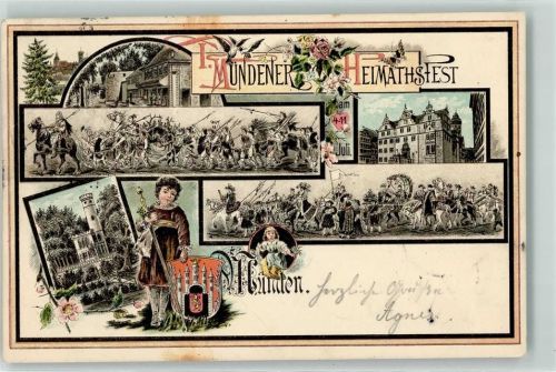 Münden 1. Mündener Heimatfest Wappen Lithographie + SST