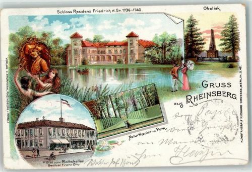 Rheinsberg 1901 Schloss Residenz Friedrich d. Großen Obelisk Hotel Zum Ratskeller Franz Otto Naturtheater im Park