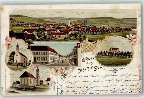 73450 W7925 Dischingen 1901 Gebrauchsspuren Nothelfer-Kapelle Pfarrkirche Schloss Taxis Lithographie