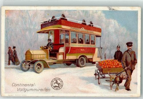 Omnibus Polizei Lithographie AK