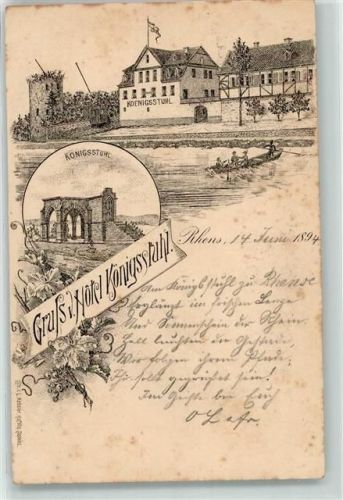 56321 W5401 Rhens 1894 - Hotel Königstuhl Ruine Ruderboot Vorläufer