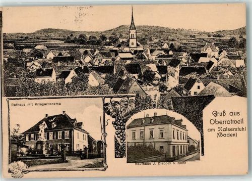 Oberrotweil Rathaus Kriegerdenkmal Kaufhaus J. Diebold & Sohn