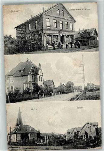 Sehnde 1914 Geschäftshaus D. Kruse Kirche Schule
