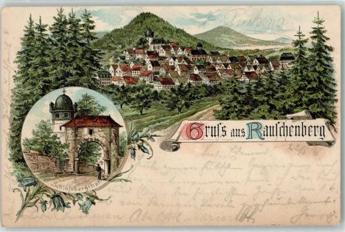 35282 W3576 Rauschenberg , Hess 1898 Lithographie Schlossbergtor