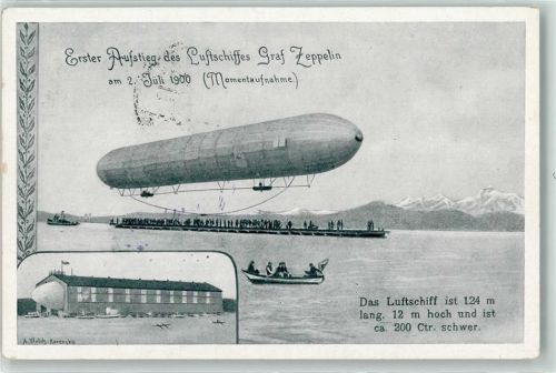 Friedrichshafen Schiffspost Friedrichshafen Zeppelin 1. Aufstieg Graf Zeppelin 1900