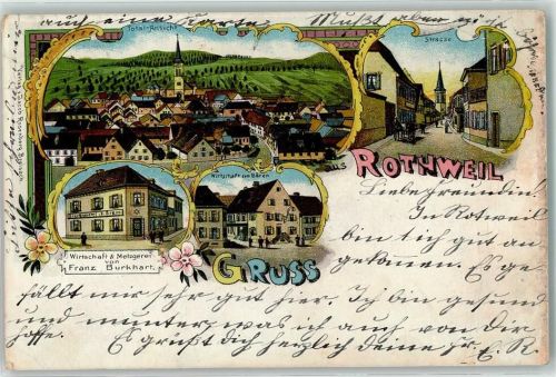 Oberrotweil Gasthaus Metzgerei Franz Burkhart Gasthaus Zum Bären Lithographie