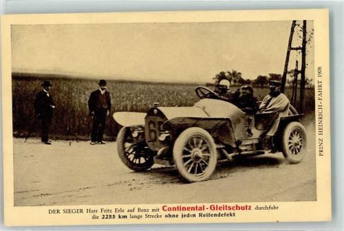 Sieger Fritz Erle auf Benz mit Continental Gleitschutz - Motorsport Mercedes - Prinz Heinrich Fahrt 1908