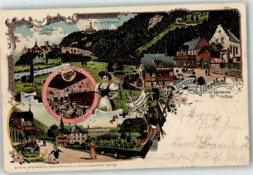 Herdecke 1909 Burg Freiheit Wetter Harkort Denkmal Gasthaus Zillerthal Emil Zimmermann