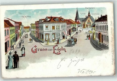 Egeln 1899 Breite Weg Marktplatz Kirche Rathaus