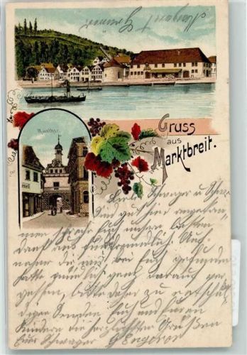 97340 W8713 Marktbreit 1903 Lithographie Maintor Raddampfer
