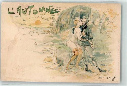 1899 Liebespaar L`Automne Jugendstil Litho
