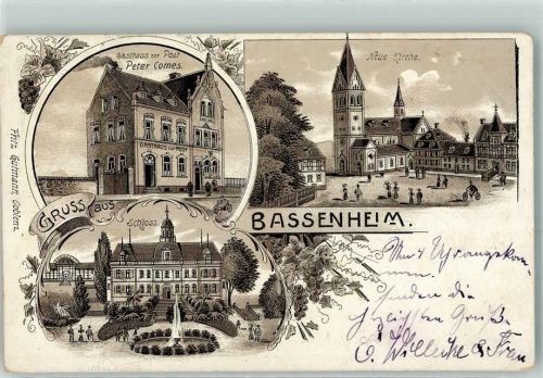 Bassenheim 1910 Gasthaus Zur Post Peter Comes Schloss Neue Kirche