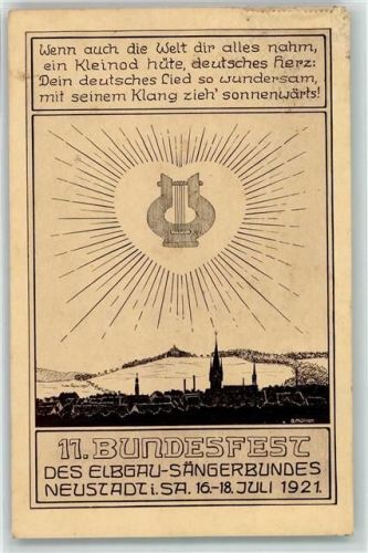 Neustadt 17. Bundesfest des Elbgau-Sängerbundes Juli 1921 Mischfrankatur