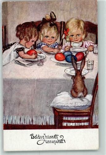 Mädchen Ostern Osterhase Ostereier Tsch BKS I 4609-4 Künstlerin der Wiener Werkstätte Singer, Susi