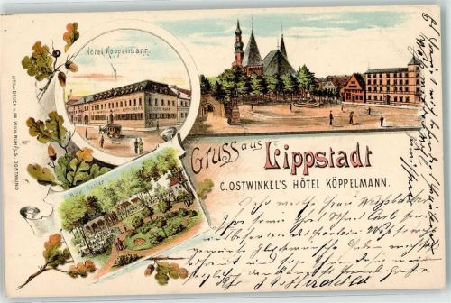 Lippstadt 1900 Hotel Köppelmann C. Ostwinkel Postkutsche