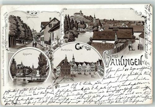 71665 W7143 Vaihingen an der Enz Lithographie Grabenstraße Enz Marktplatz