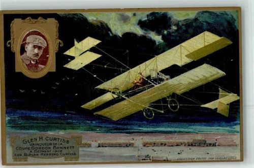 Betheny Glen H. Curtiss Vainquer 1909 Flugwesenpioniere Gordon-Bennett-Rennen Prägedruck