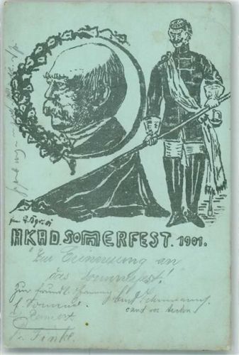 O8000 Dresden Akad. Sommerfest 1901 Bismarck Ort lt. Stempel Studentika Kunstgeschichte Dresden