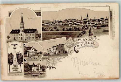 Könnern 1904 Rathaus Kriegerdenkmal Postamt Bahnhof Georgsburg