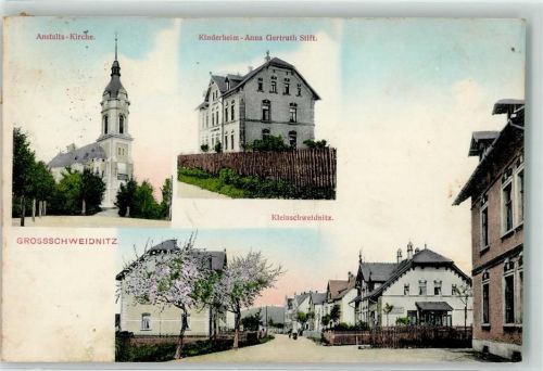 02708 O8701 Großschweidnitz 1909 - Anstalts-Kirche kinderheim Anna Gertruth Stift Kleinschweidnitz