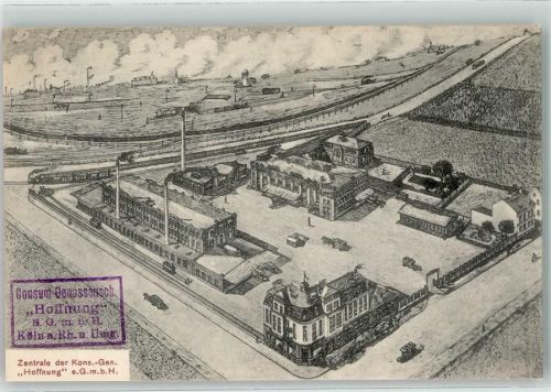 Köln Vingst 803 Zentrale der Kon.-Gen. Hoffnung eGmbH nach Beendigung der zweiten Bauperiode Ende 1911