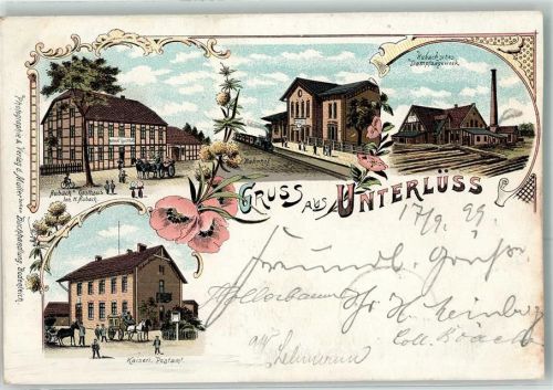Unterlüß 1899 Hubachs Gasthaus Bahnhof Eisenbahn Hubachsches Dampfsägewerk Kaiserl. Postamt