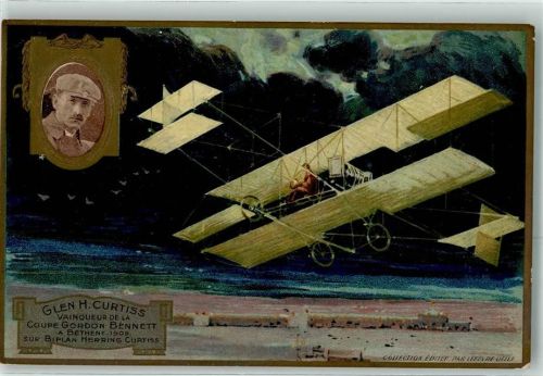Betheny Flugapparat Flugwesenpionier Glen H. Curtiss Gordon-Bennett-Rennen 1909 Prägedruck