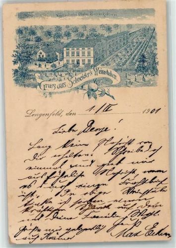 08485 O9802 Lengenfeld , Vogtl 1901 - Schneiders Weinstuben Gasthaus Vogtländische Obst- und Beerenkelterei