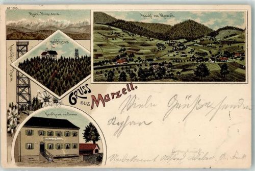 Marzell 1899 Alpen-Panorama Gasthaus Zur Sonne Hochblauen Aussichtsturm