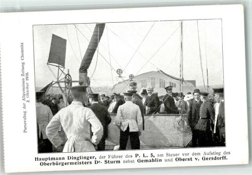 Chemnitz 1910 Hauptmann Dinglinger P. L. 5 am Steuer Oberbürgermeister Dr. Sturm Oberst v. Gersdorff