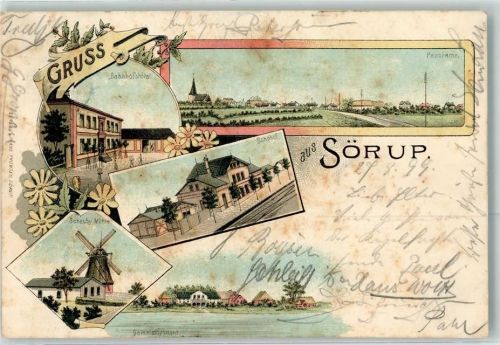 Sörup 1899 Bahnhofshotel Bahnhof Schauby Mühle Windmühle