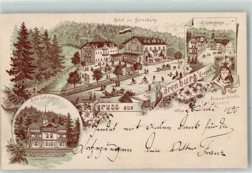 Bärenburg 1896 - Hotel Schäfermühle Zwerg Villa Lehmann Vorläufer 1880er Jahre Bahnpost Hainsberg
