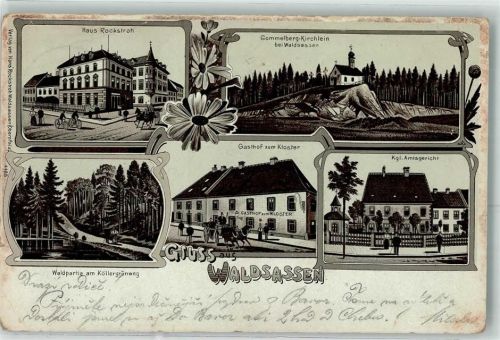 Waldsassen Haus Rockstroh Gommelberg-Kirchlein Walp Köllergrünweg Gasthaus Zum Kloster Kgl. Amtsgericht Lithographie