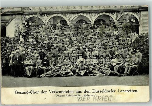W4000 Düsseldorf Gesang-Chor der Verwundeten Reservelazarett Malkasten Gruppenfoto Kunstgeschichte Düsseldorf Gebrauchsspuren