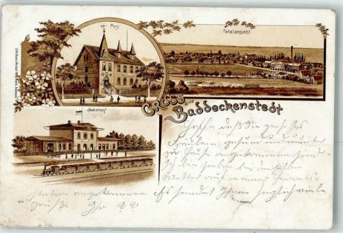 Baddeckenstedt 1897 Post Bahnhof Eisenbahn Lithographie Bahnpost Halle S. - Lohne Westf. Zug 248