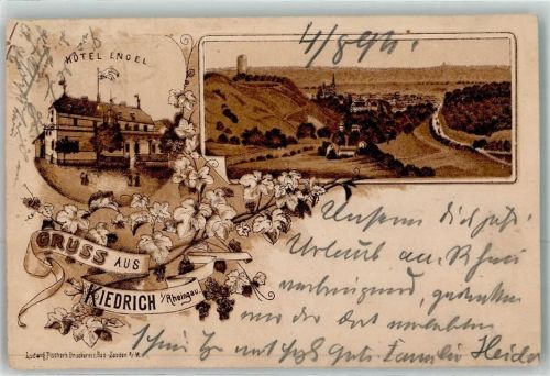 65399 W6229 Kiedrich , Rheingau 1894 - Hotel Engel Vorläufer