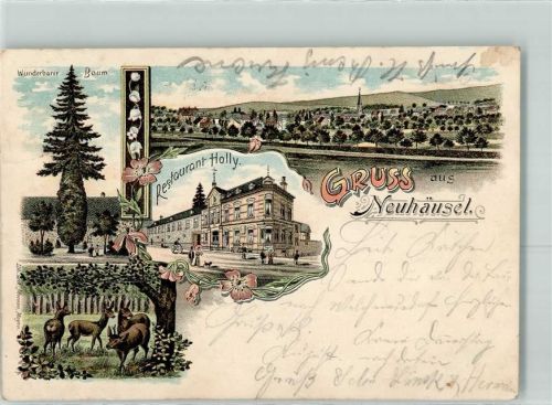 Neuhäusel 1900 Gasthaus Holly Wunderbarer Baum Jagdtiere