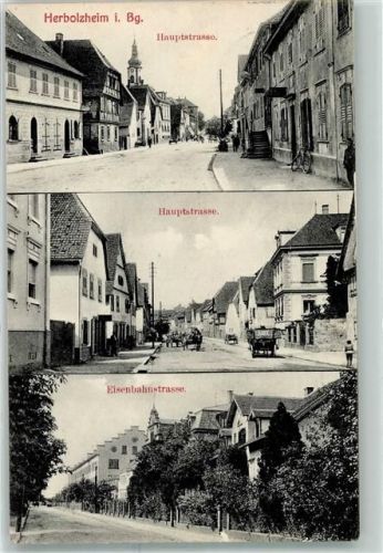 79336 W7834 Herbolzheim , Breisgau 1909 - Hauptstraße Eisenbahnstraße
