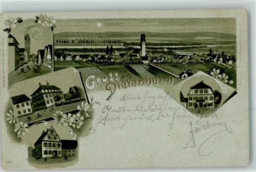 89165 W7905 Dietenheim , Iller Lithographie / Mondschein Apotheke
