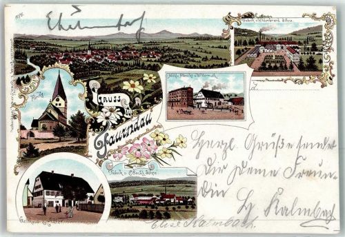 73033 W7320 Faurndau 1905 Lithographie Kirche Mühle Albrecht Wildermuth Fabirk Hildenbrand Söhne Gasthaus Zum Adler Fabrik C. Beckh söhne