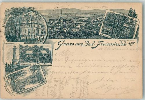Bad Freienwalde 1890 Kriegerdenkmal Schweizerhaus Baa See Gasthaus Grüne Tanne Kurhaus Vorläufer