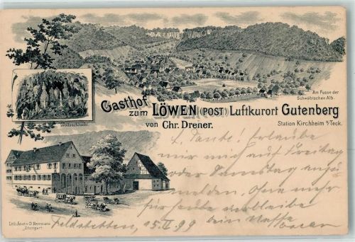 Gutenberg 1899 Gasthaus Zum Löwen Chr. Drener Wolfsschlucht Vorläufer
