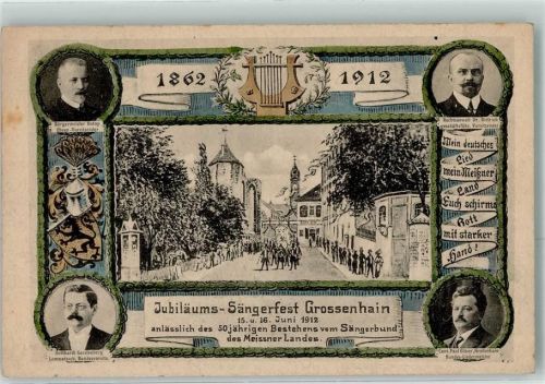01558 O8280 Großenhain , Sachs - Jubiläums-Sängerfest Juni 1912 50 jähriges Bestehen Sängerbund des Meissner Landes Datum Jahreszahl 12.12.1912