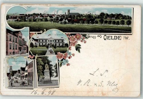 Oelde 1898 Amtshaus Schützenhof Lange Straße Kriegerdenkmal