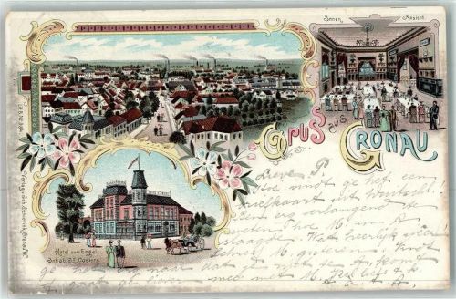 48599 W4432 Gronau Westf. 1902 Lithographie Hotel Zum Engel J. E. Costers