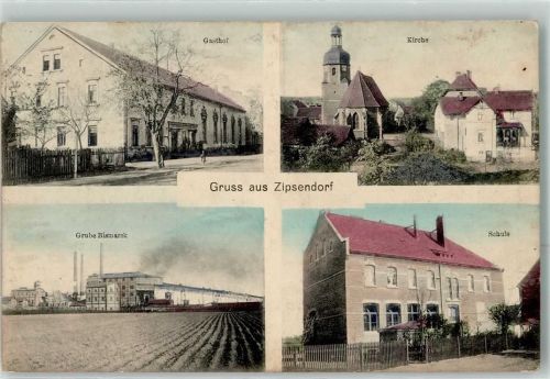 04610 O7404 Meuselwitz , Thür - Zipsendorf Gasthaus Kirche Grube Bismarck Schule